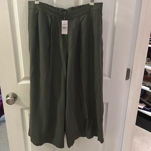 NWT Loft army green wide leg pants